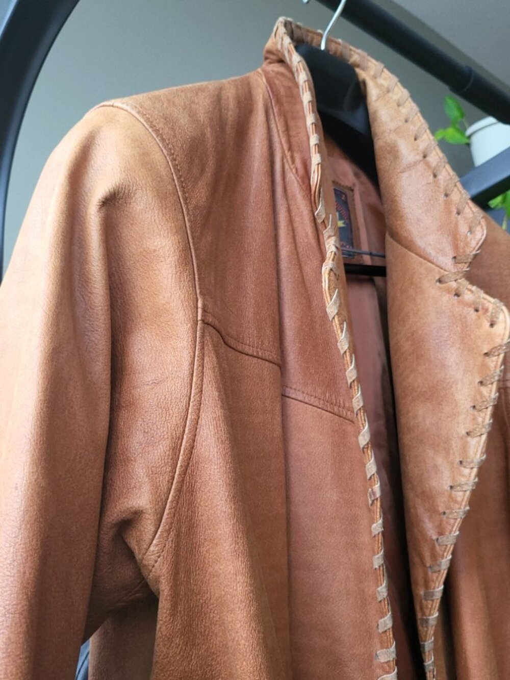 Men's Orange-Brown "Roper Design" Rustic Leather Jacket 42R